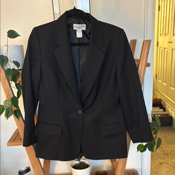 Vintage Pendleton Women's Black Wool Blazer Size 10 - Picture 1 of 15